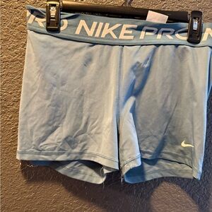 Nike Women's Light Blue Pro Athletic Shorts